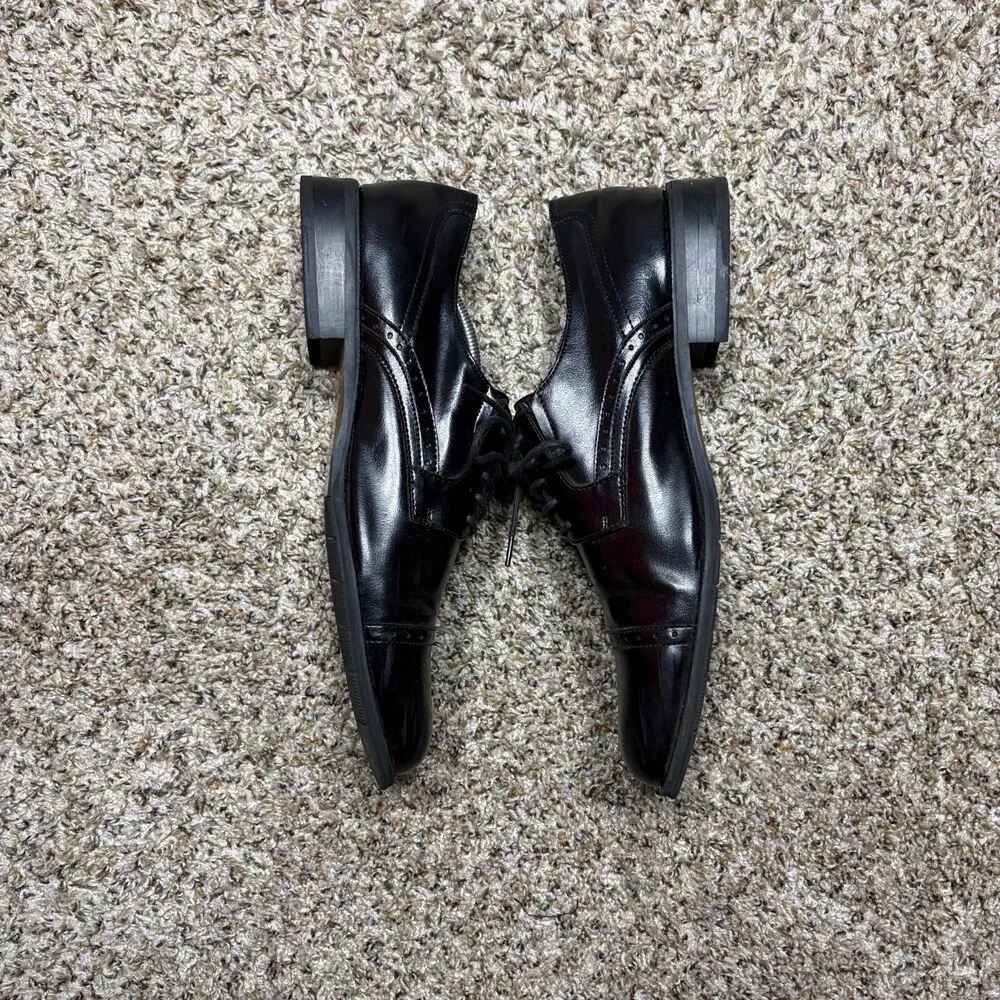 J Ferrar Black Oxford Dress Shoes JF Dane Mens Size 12M Luxury Lace Ups Shoes